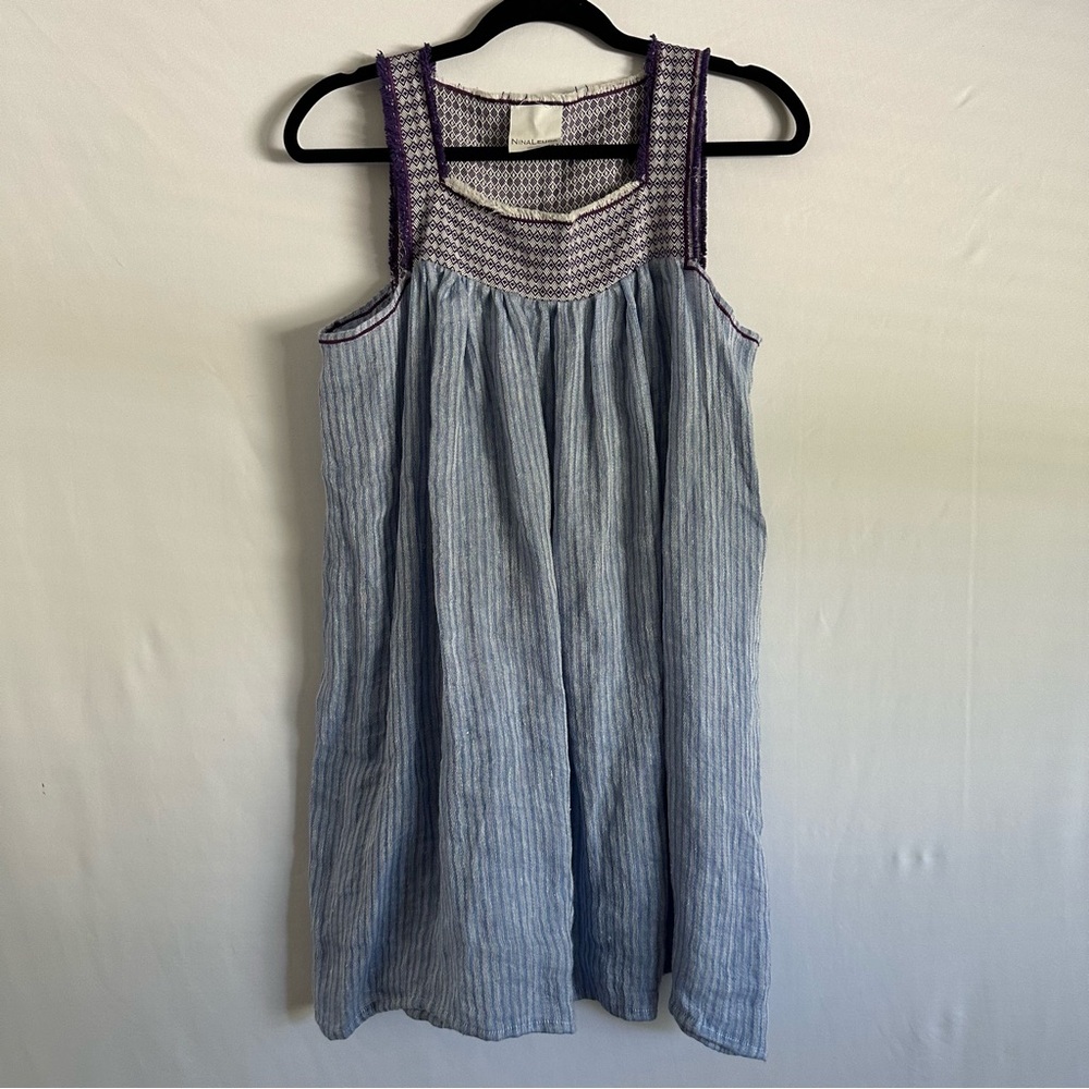 Nina Leuca Dress Women's Size Small Italian Linen Striped